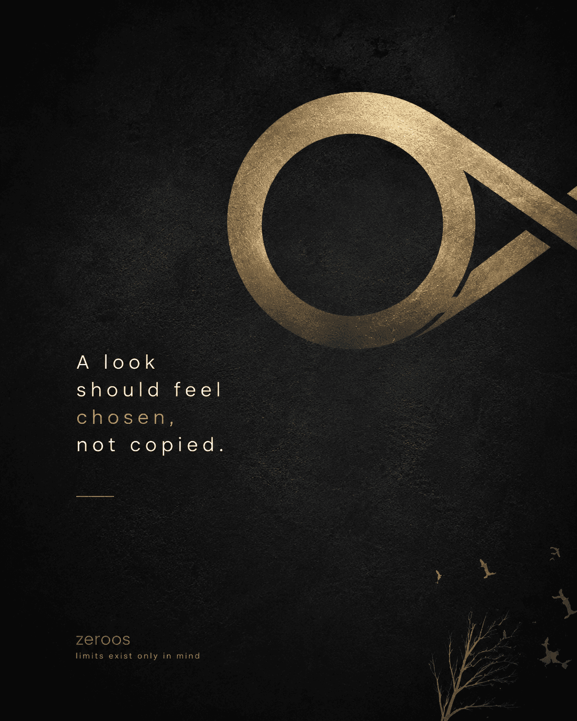 Gold Zeroos mark on dark texture